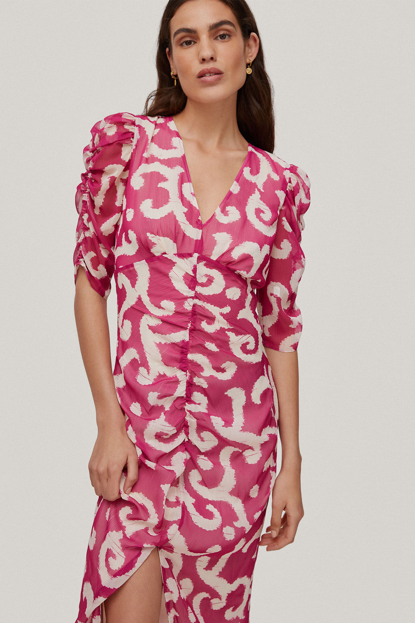 Vestido com mangas bufantes - Roxo