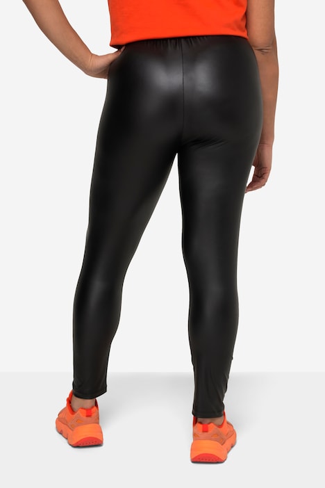 Lederoptik-Leggings, Tight Fit, softes Lederimitat, Elastikbund