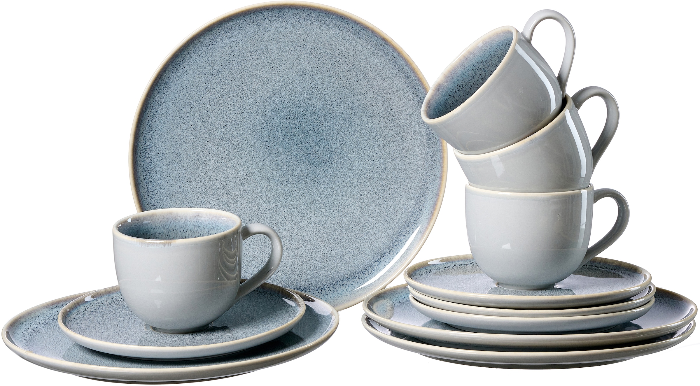Ritzenhoff & Breker Kaffeeservice »Geschirr-Set, Service Skagen Stone« Reaktivglasur, 12 Teile, für 4 Personen