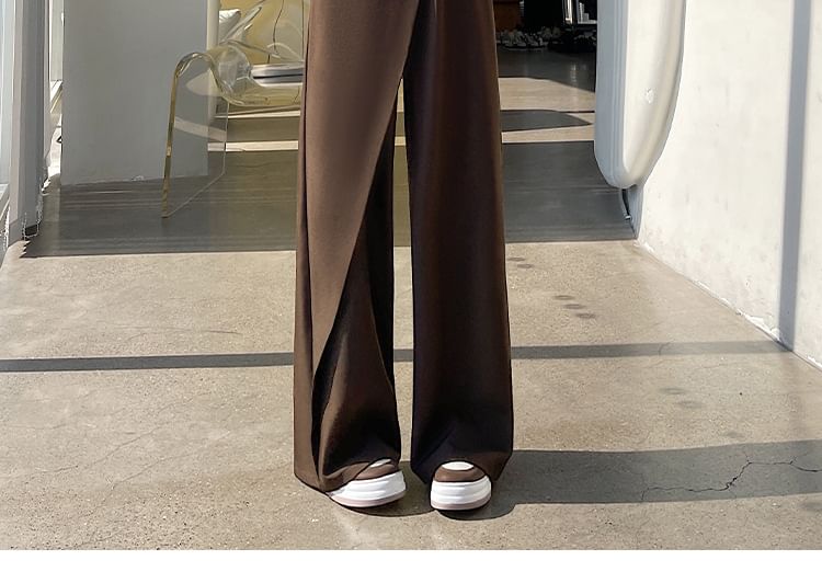 Luminato - High Rise Plain Wrap Wide Leg Broek