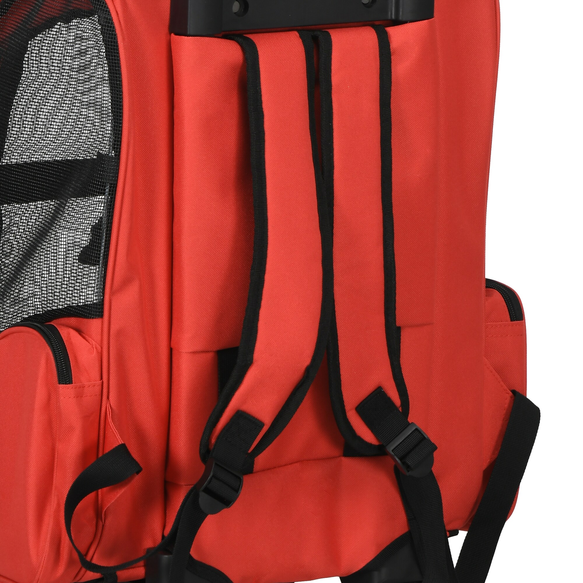 PawHut 2 in 1 Hundetasche als Trolley oder Rucksack verwendbar rot-schwarz 35 x 27 x 49 cm (LxBxH)