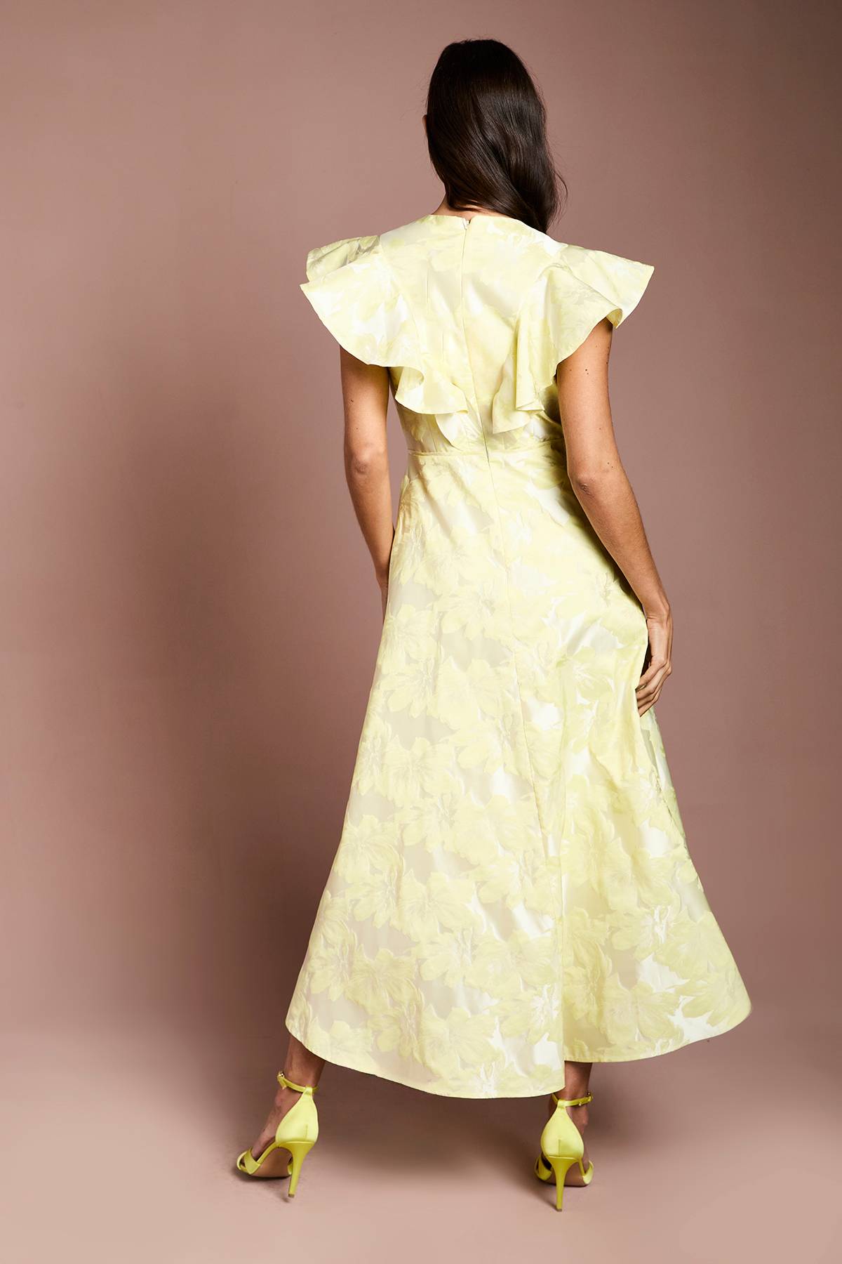 Coast Robe Midi Cache-cœur À Volants En Jacquard Avec Ourlet Asymétrique