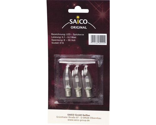 Saico Universele LED-vervangingslampen, warm wit licht, 3 stuks, E10-fitting