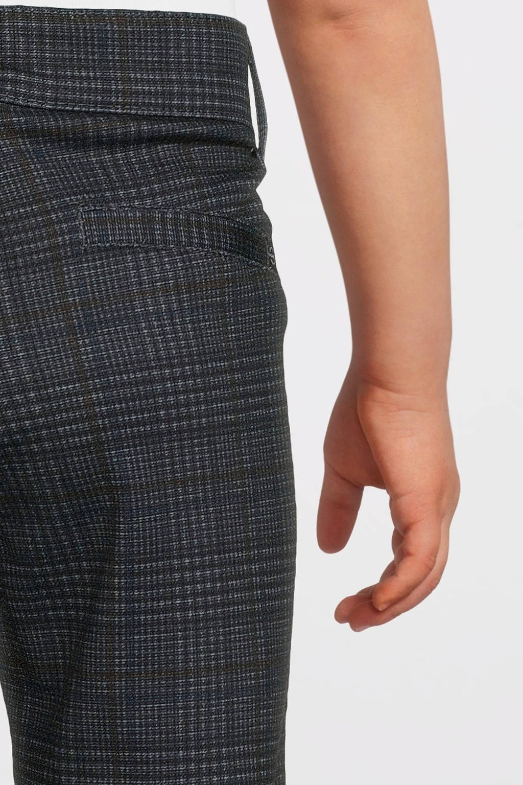 NAME IT baby geruite slim fit broek NKMSILAS antraciet