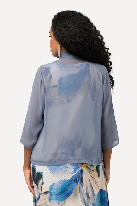 Chiffonjacke, Oversized, Schalkragen, 3/4-Arm