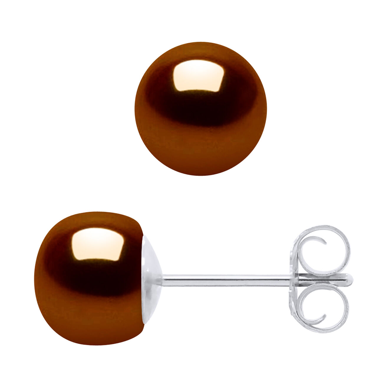 Mitzuko Boucles d'oreilles Daphnée Argent & Perles dEau Douce marron