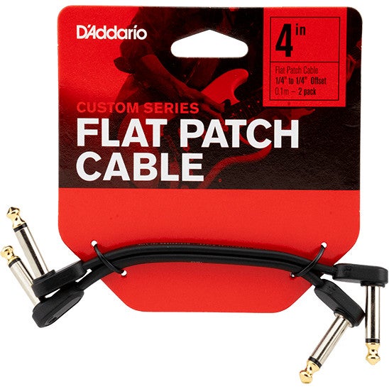 D'Addario PW-FPRR-204OS Flat Patch Cable mono jack offset haaks 10 cm (set van 2)