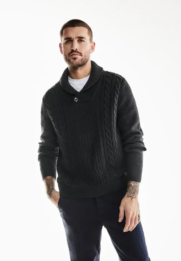 Pullover mit Strickmuster - anthra grey melange