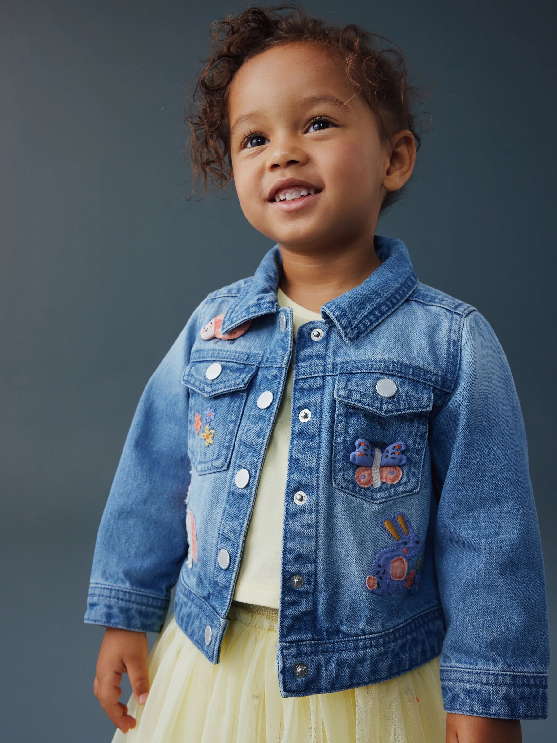 Middenblauw denim - Unicorn Embroidered Western Jacket (3mths-7yrs)
