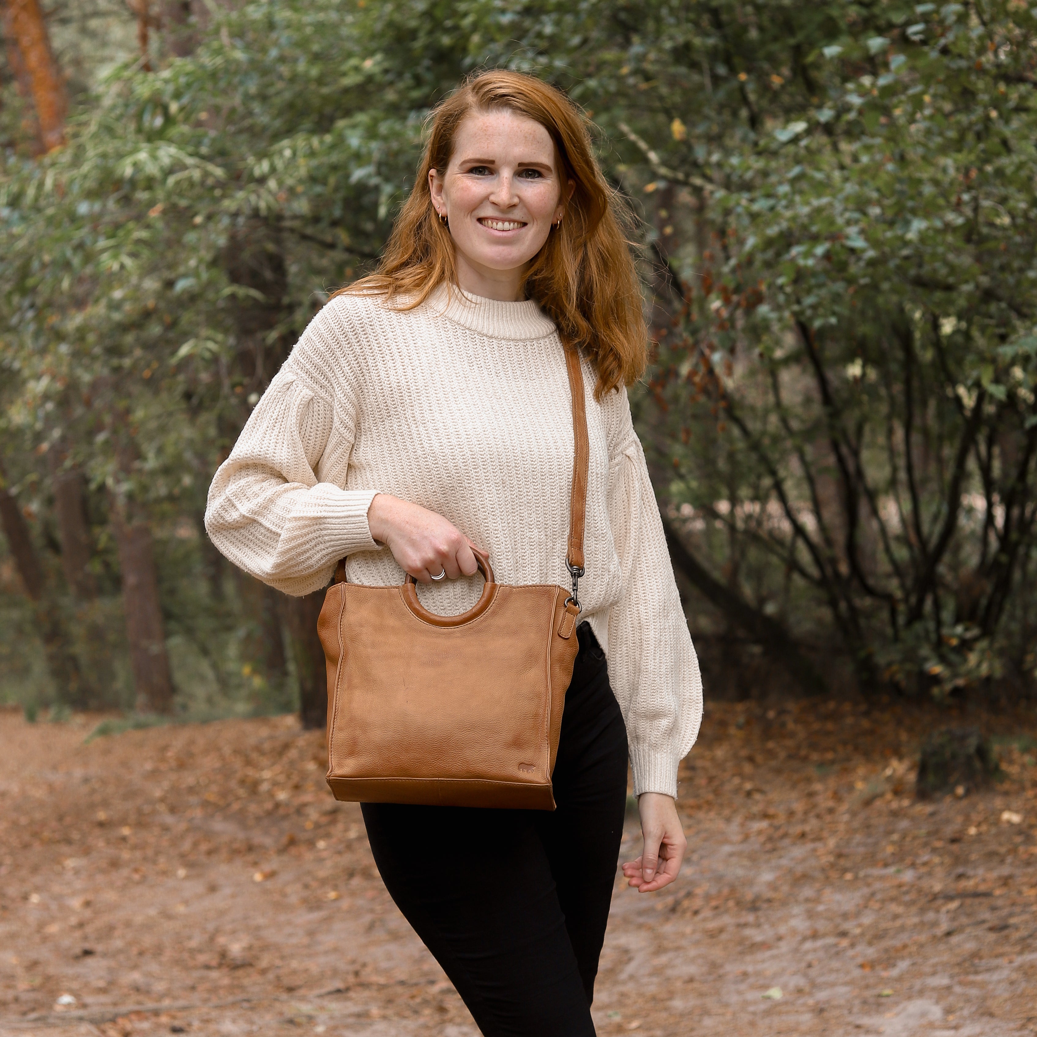 Hand-/schoudertas 'Sara' cognac Cognac