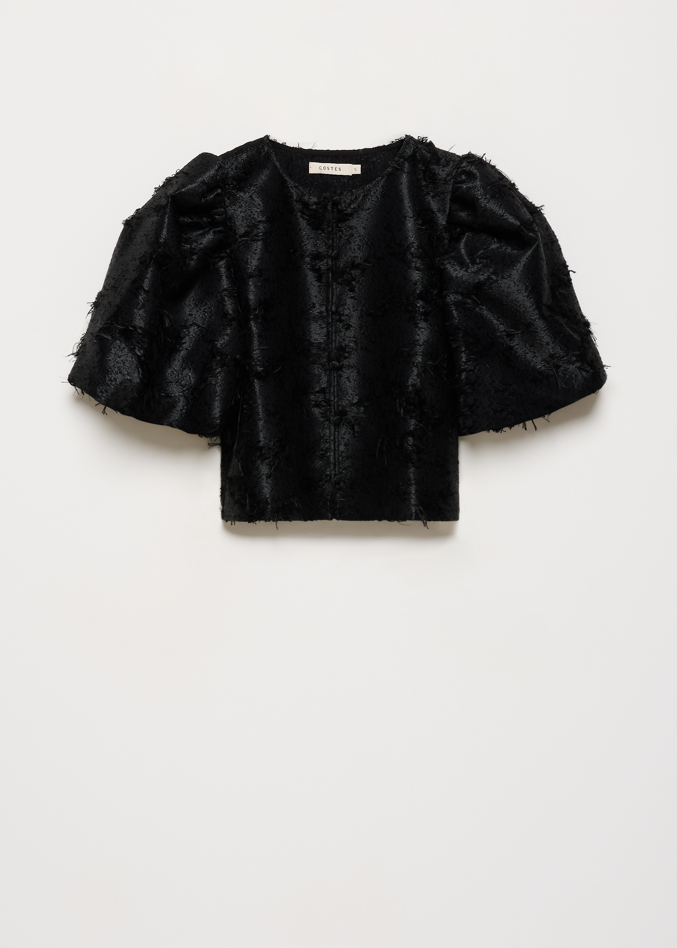 Jacquard blouse met rafels