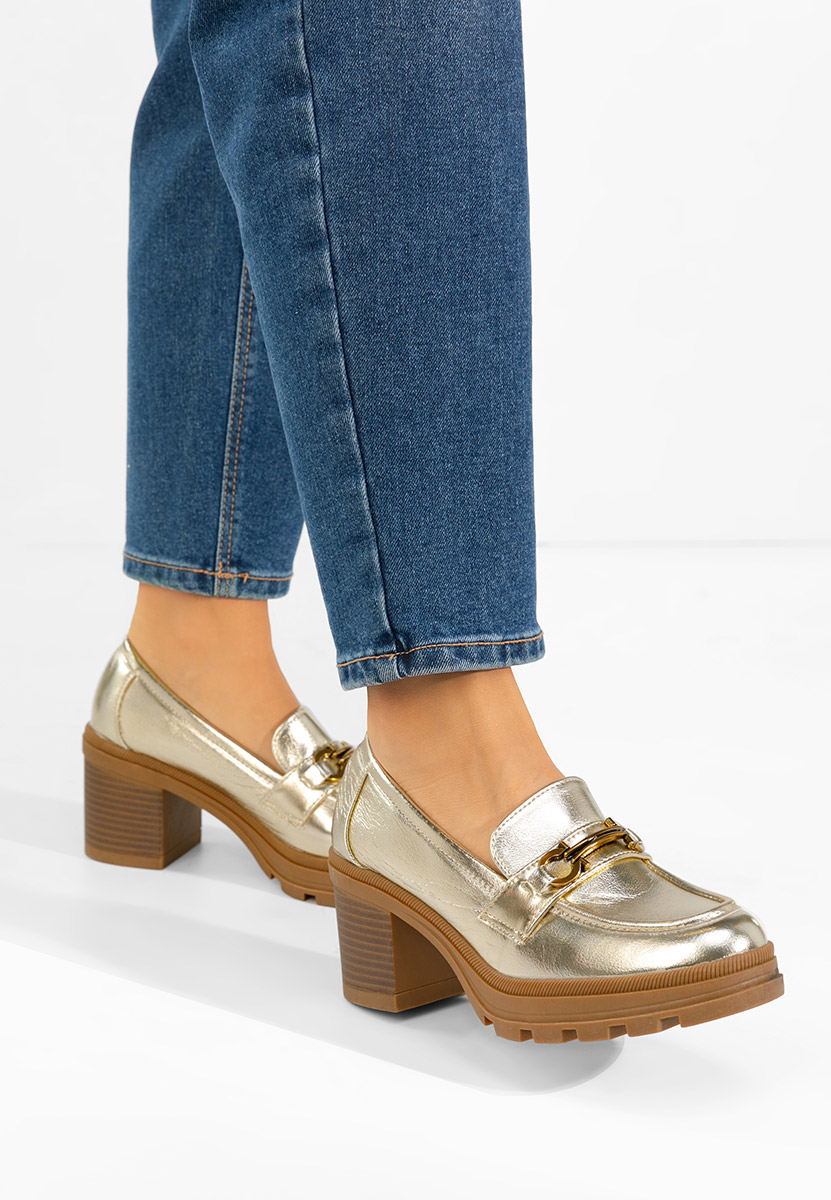 Mocassins à talon dorées Nakata