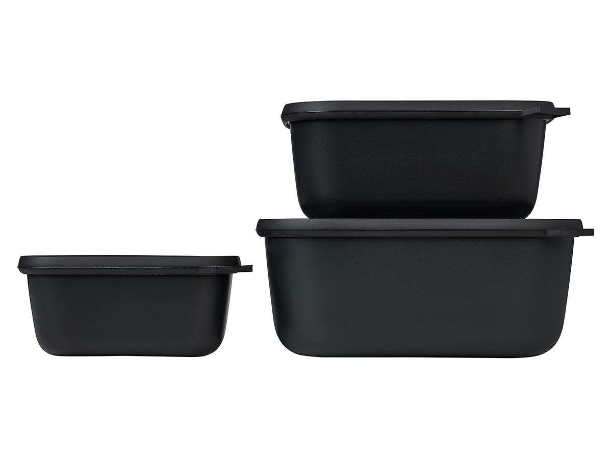Mepal Cirqula 3-delig rechthoekige XL vershouddozen - Black