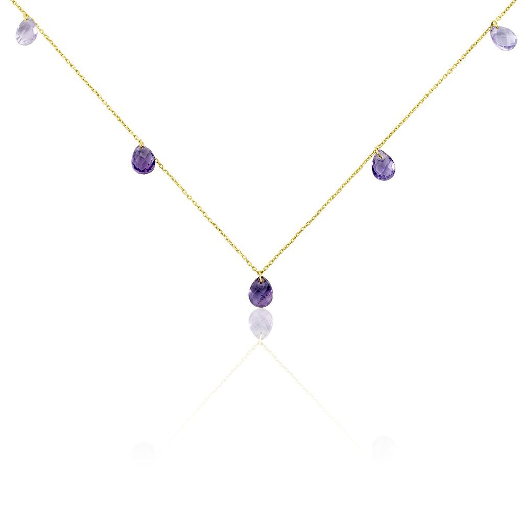 Collier Terence Or Jaune Amethyste Violet Amethyste