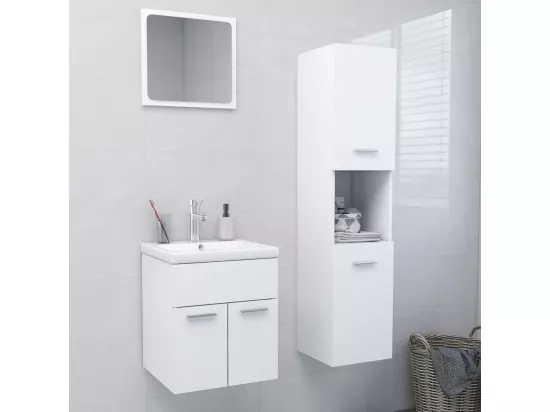 Ensemble de meubles de salle de bain Blanc Aggloméré