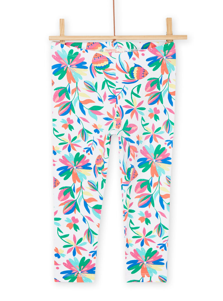 Legging blanc à imprimé fleurs
