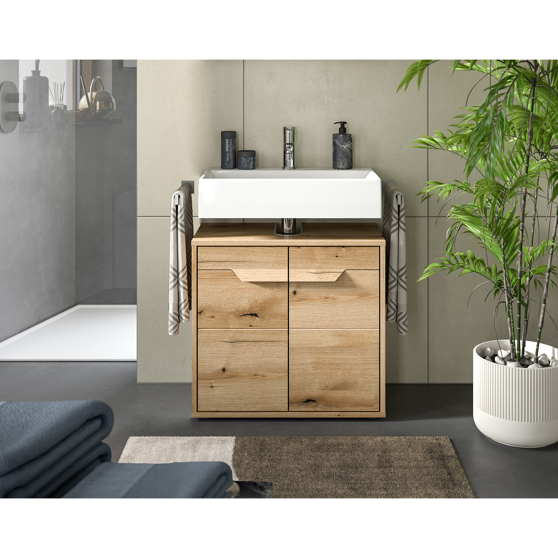 Waschbeckenunterschrank ZENO - Evoke Oak - 64 cm
