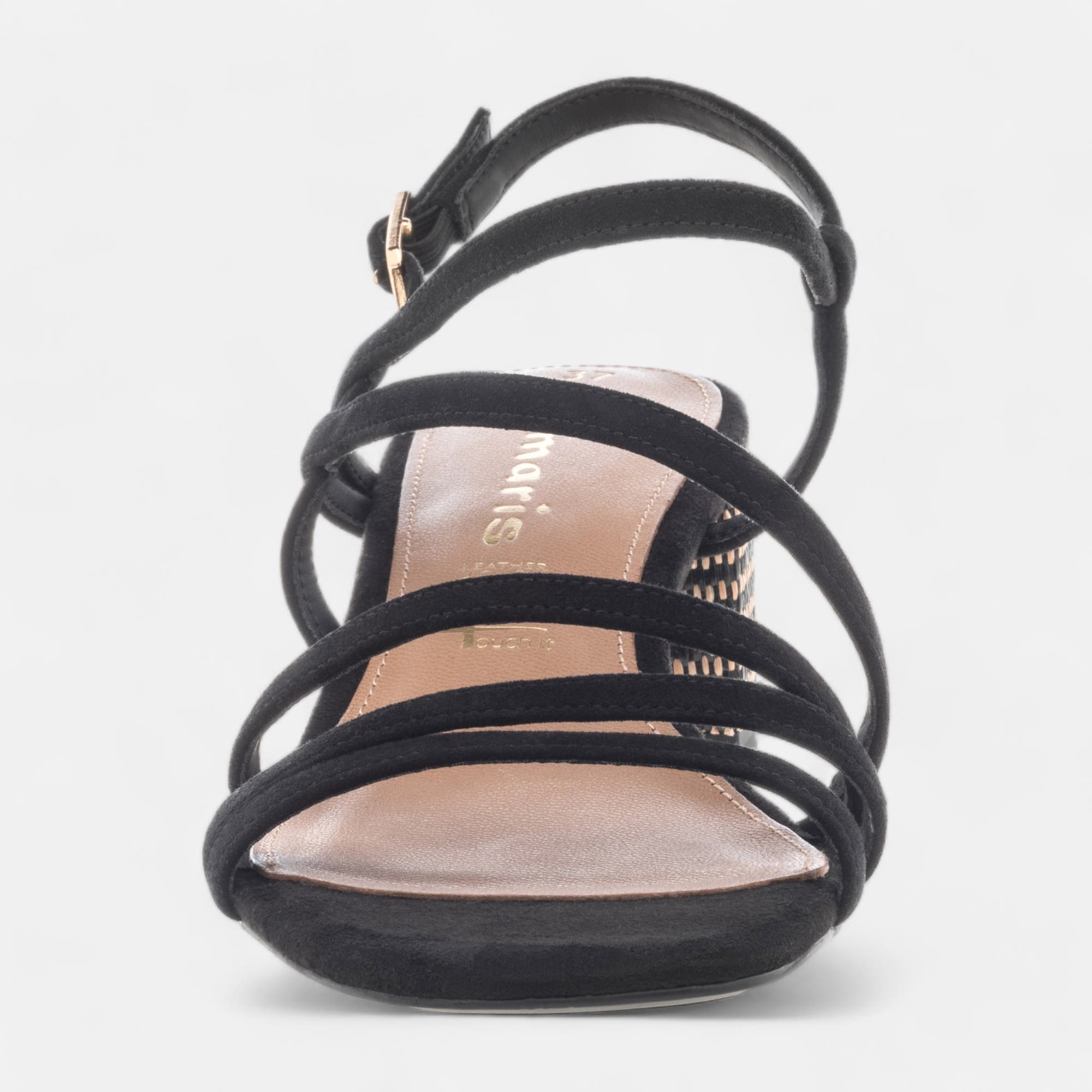 Nu-pieds à talon Femme en cuir noir
