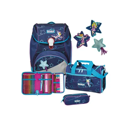 Scout Schulranzen-Set Alpha Blue Star mit Sporttasche, 4-teilig