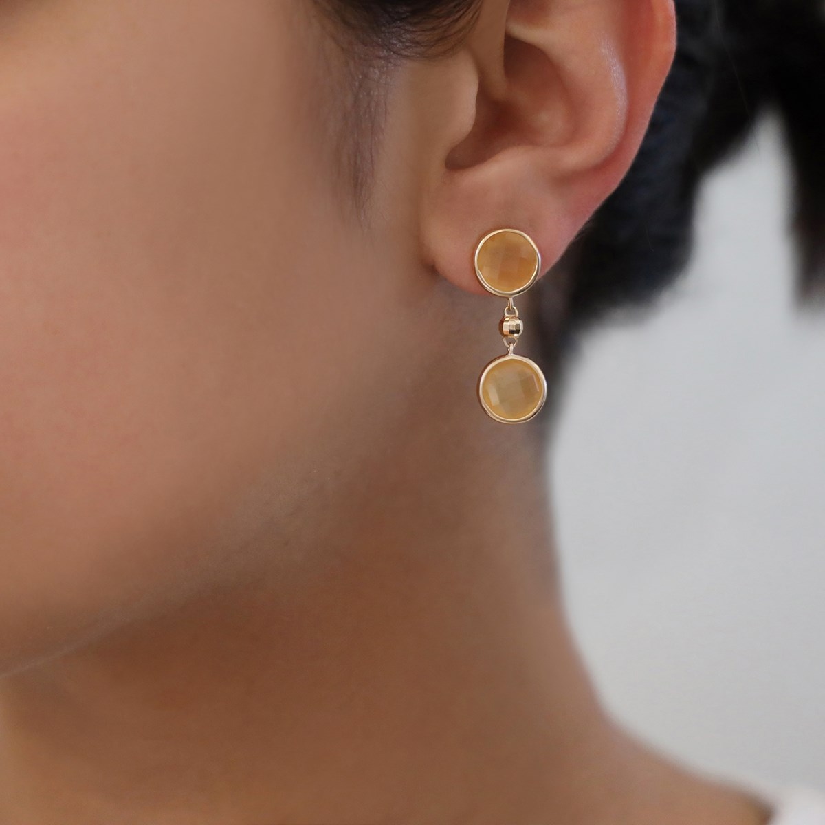 Boucles D'oreilles Argent Valentine Doré Cristal Pêche