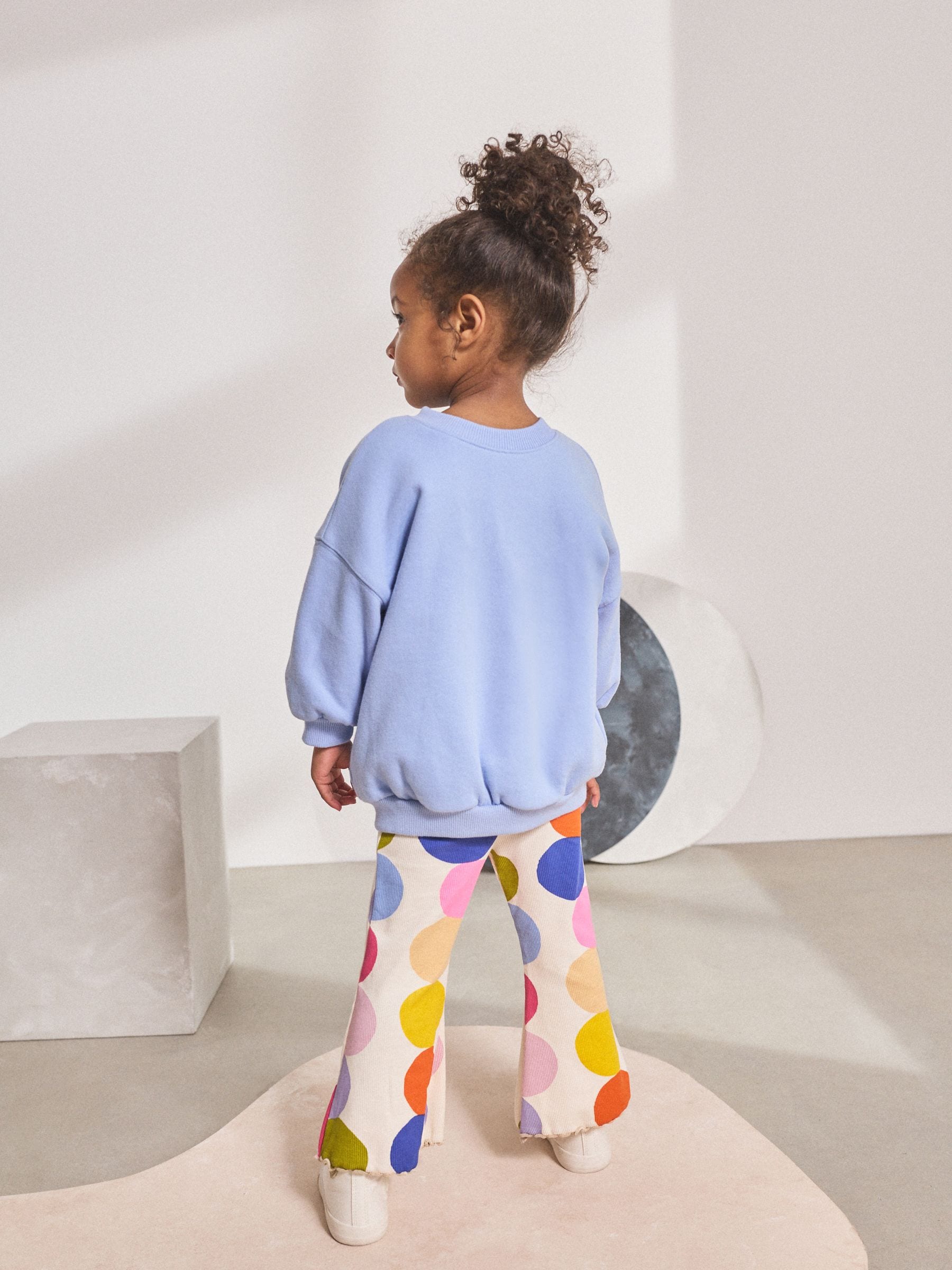 Blauwe regenboogstip - Set met top met lange mouwen en uitlopende broek (3mnd -7jr)
