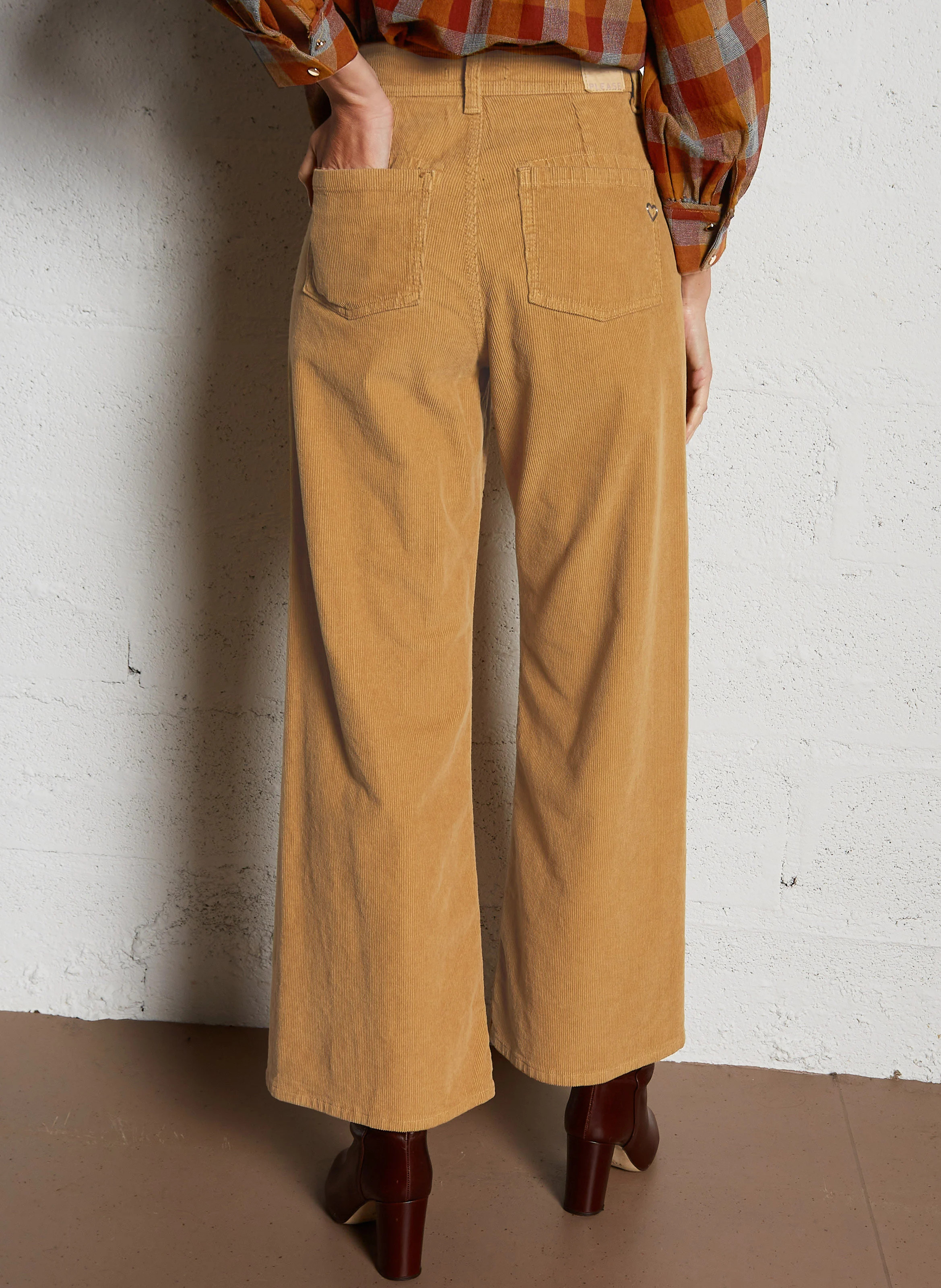 Pantalon flare en coton mélangé | Marron