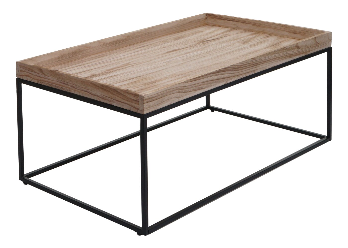 Couchtisch MCW-K71, Kaffeetisch Beistelltisch Tisch, Holz massiv Metall 46x110x60cm ~ naturfarben
