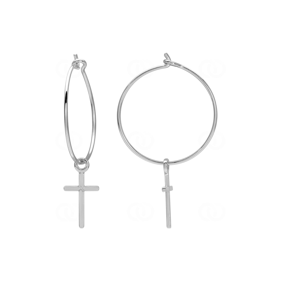 Ohrringe 925 Silber rhodiniert Kreuz Ø 20mm