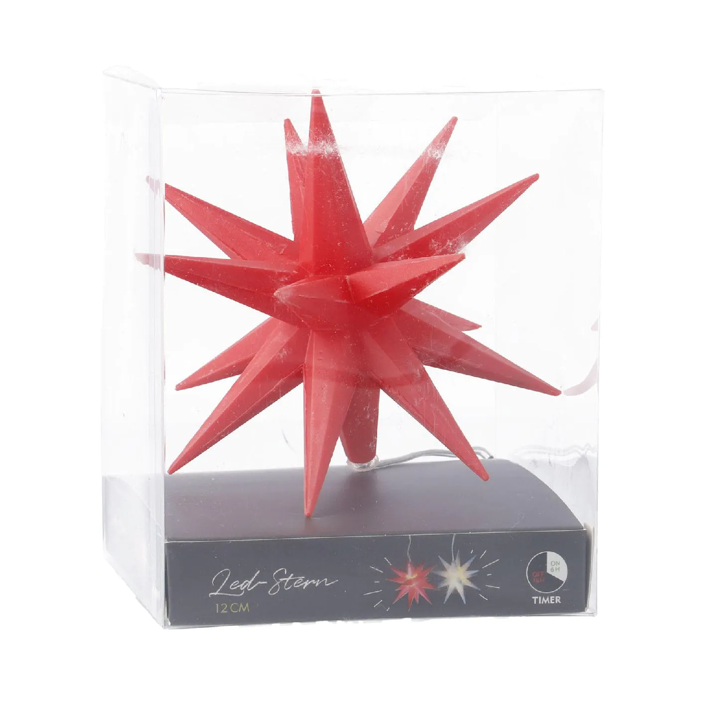 LED-Stern, 16 Zacken, rot, 12 cm