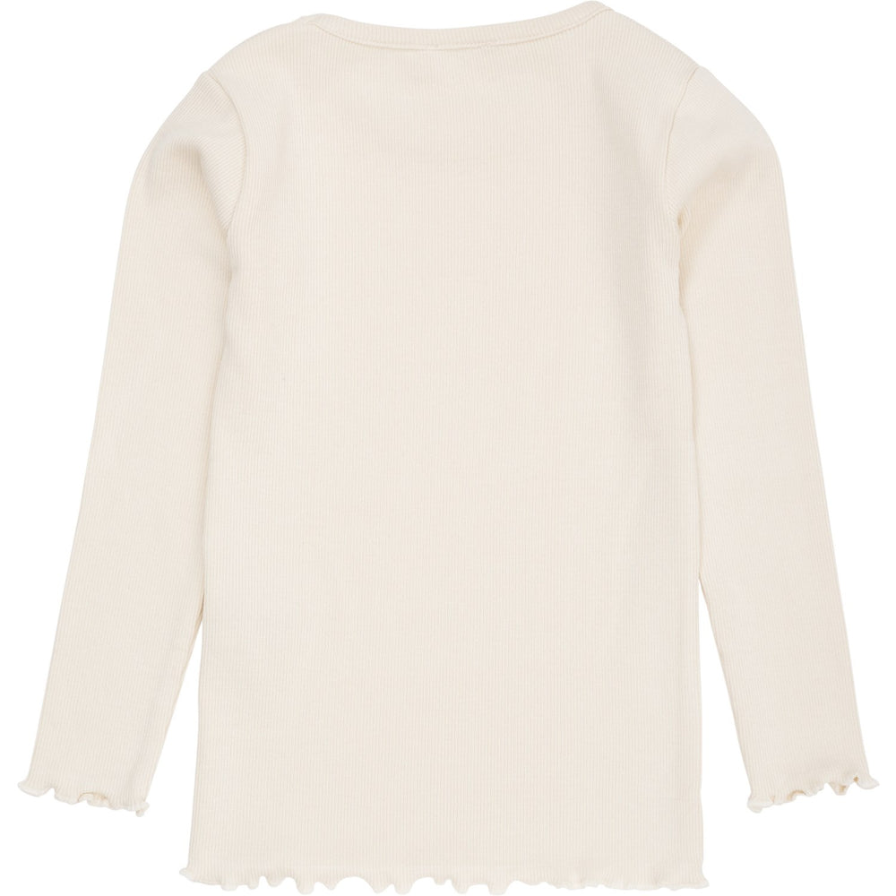 Køb COPENHAGEN COLORS Cream Modal Rib Ls Tee W. Heart Hole Pattern