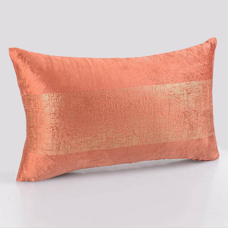 Coussin velours 'Art Déco' terracotta/doré