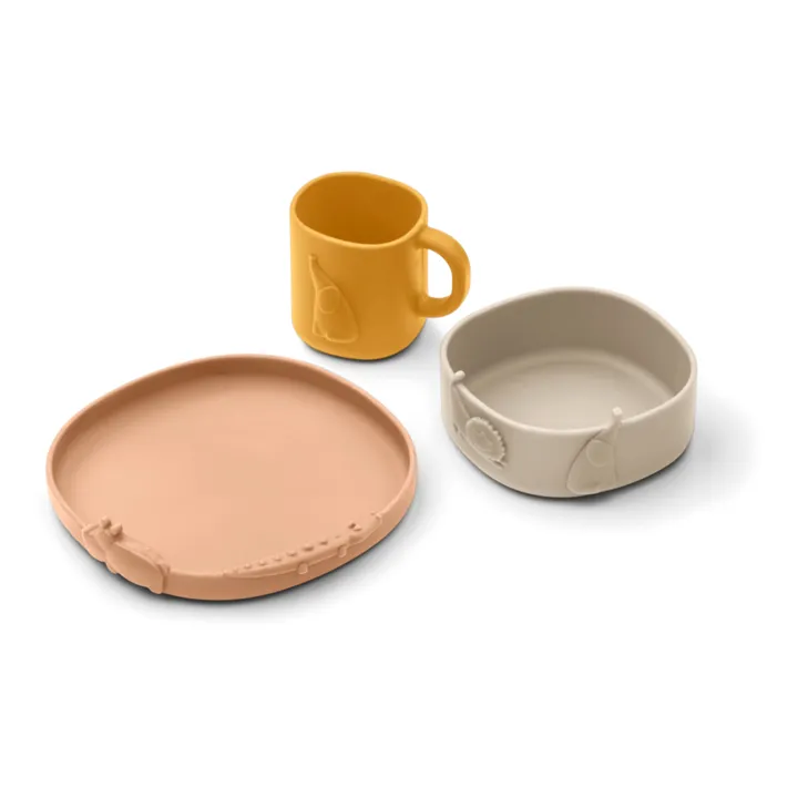 Liewood Set vaisselle Kine en silicone - Set de 3 | Tuscany rose mix