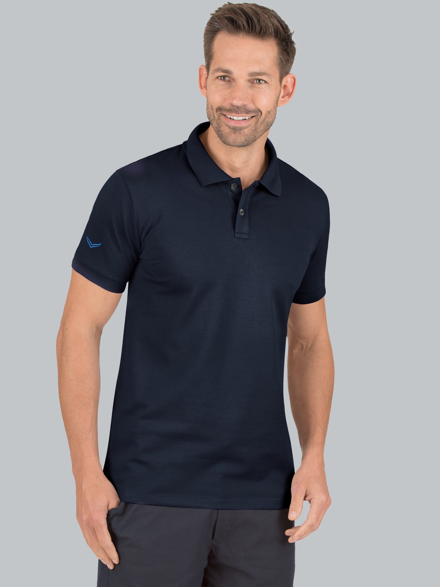 Poloshirt aus elast. Piqué Navy