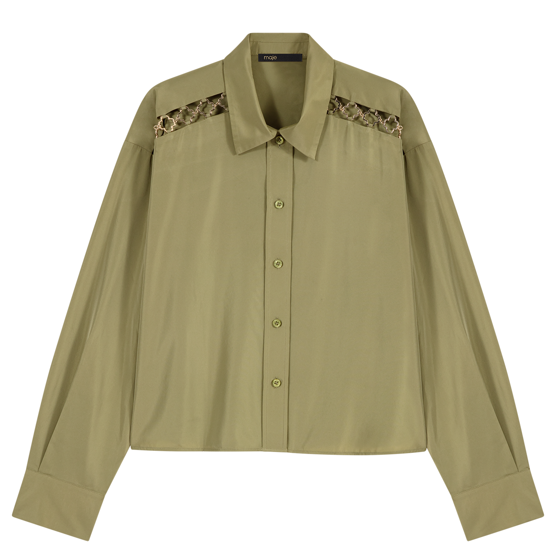 Chemise droite ajourée | Kaki