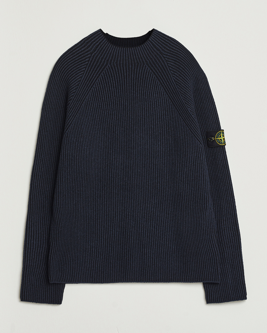 Stone Island Vanisé Full Rib Wool Crew Neck Navy