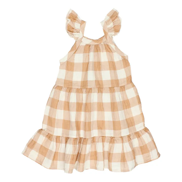 Búho Robe Gaze de Coton Responsable Carreaux | Ecru