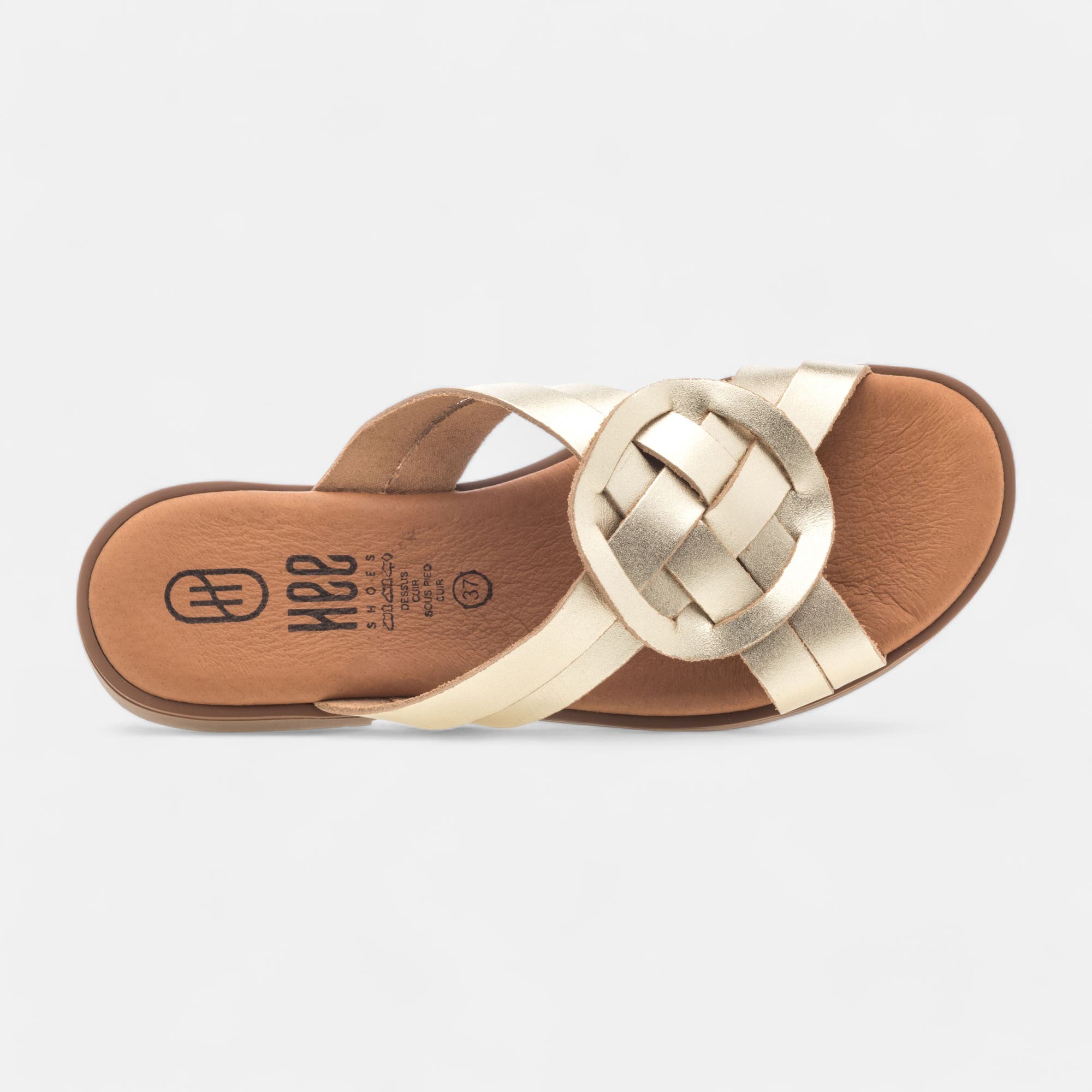 Mules Femme en cuir or
