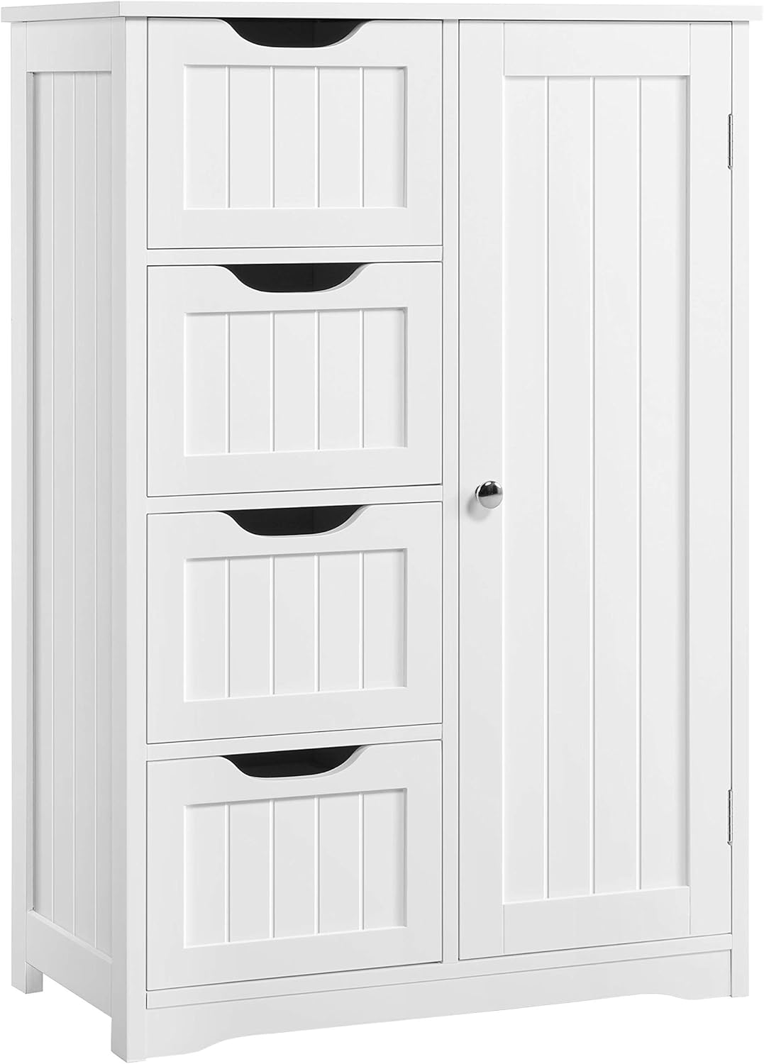 Yaheetech Badezimmerschrank, Beistellschrank Kommode mit 4 Schubladen und Schranktür, verstellbare Regalebene, Badschrank Sideboard für Wohnzimmer, Küche,