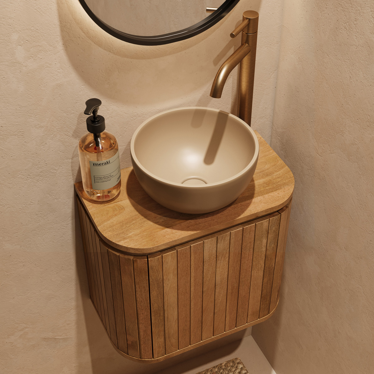 Livli Estrela toiletmeubel links 40cm ribbelfront met waskom in taupe