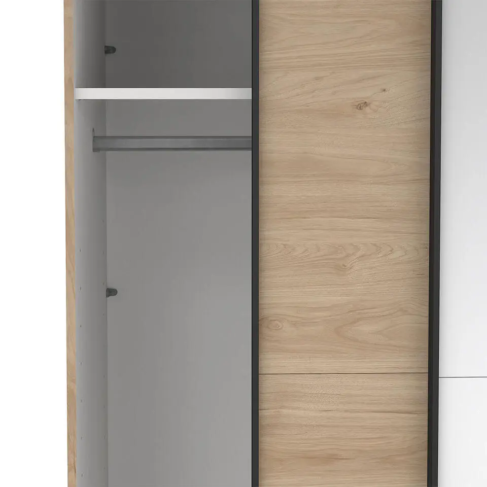 Hioshop Como schuifdeurkast 2 deuren 120x220cm eikdecor
