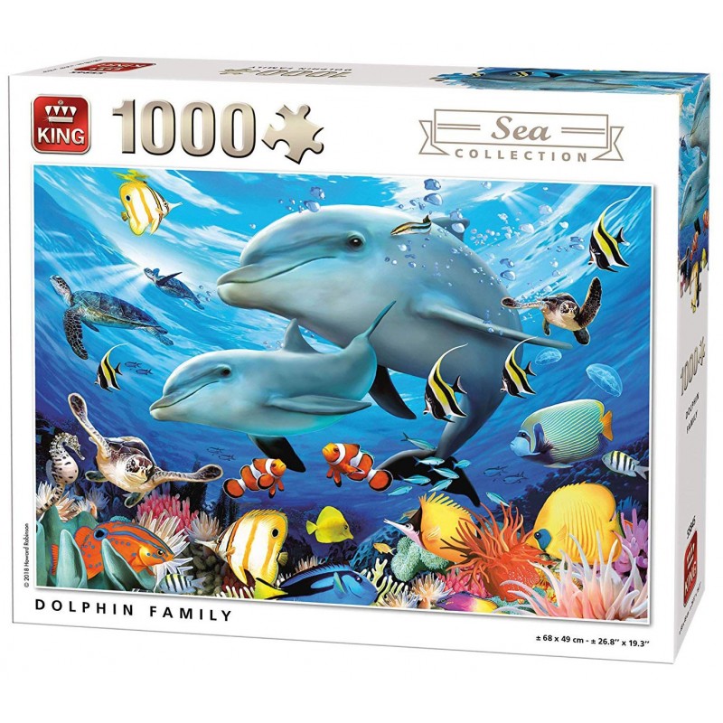 Puzzle 1000 pièces - Famille dauphin