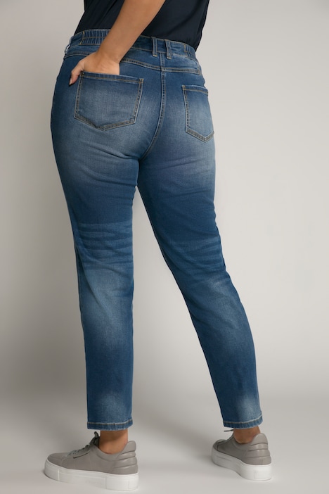 Jeans Sarah, Destroy-Effekte, schmales Bein, High Waist