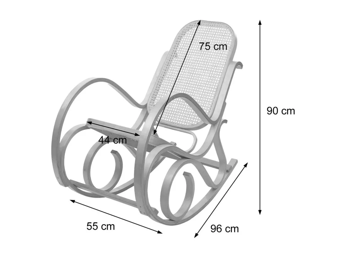Fauteuil à bascule rocking bois marron 55 x 96 x 90 cm FAB040006