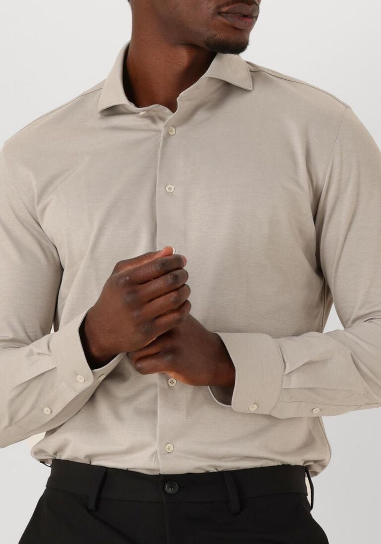 beige profuomo klassiek overhemd shirt x-cutaway japanese knitted