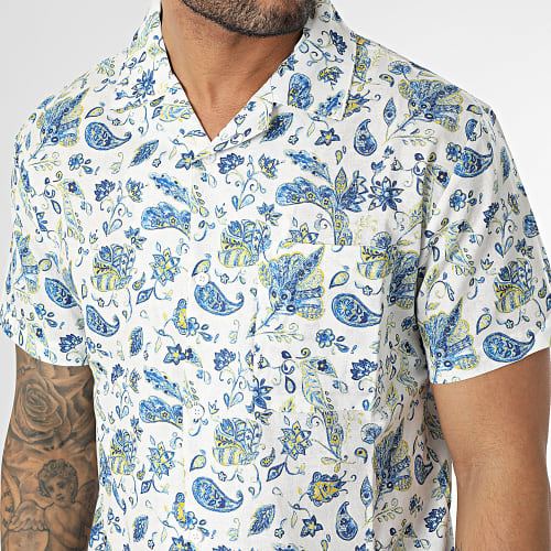 Chemise Manches Courtes Bandana Blanc Bleu
