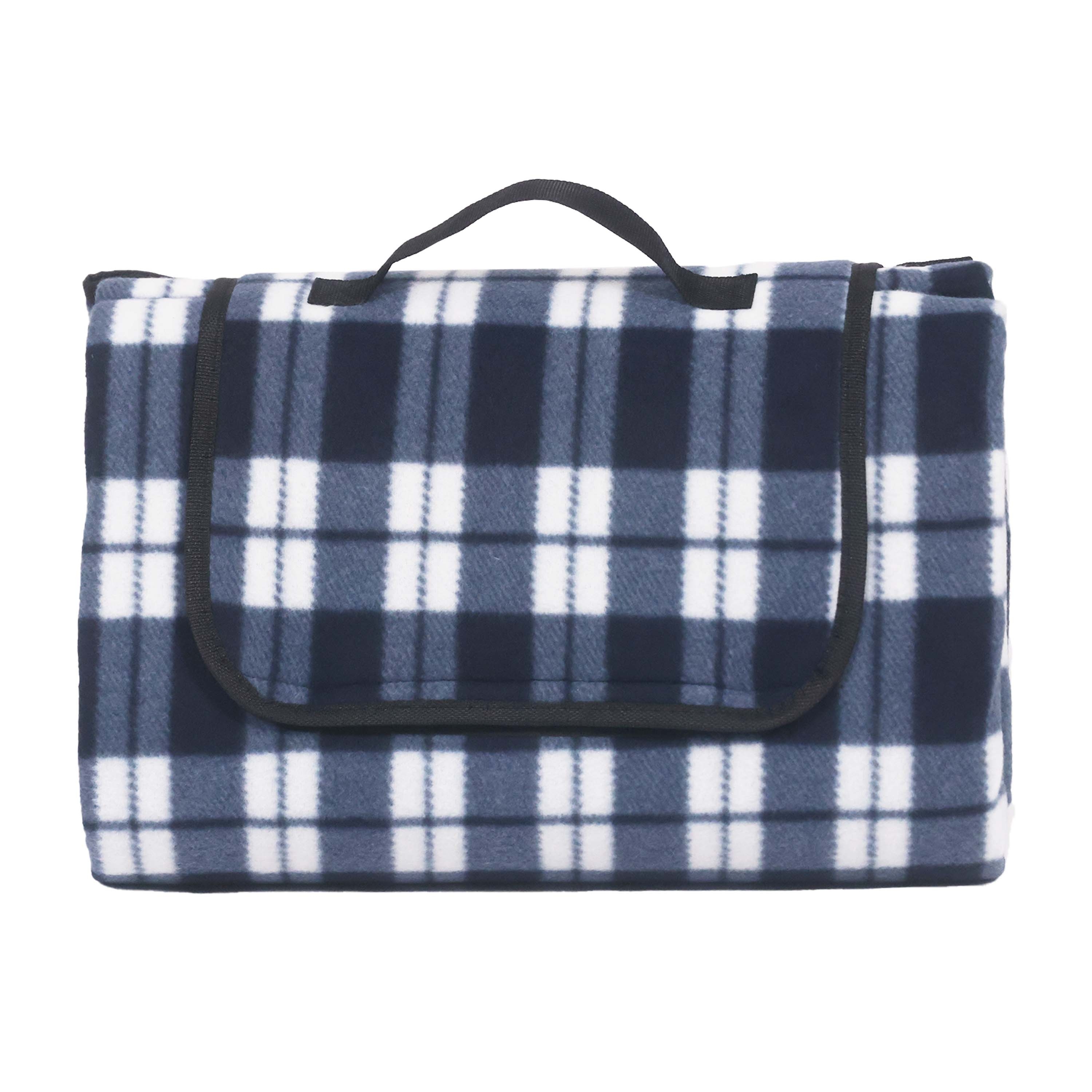 Picknickdecke Fleece 200 x 150 cm blau/weiss