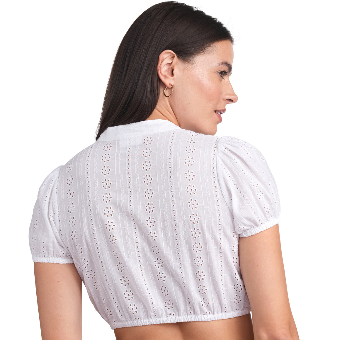 Gina Benotti Damen Dirndl-Bluse mit Lochstickerei weiss
