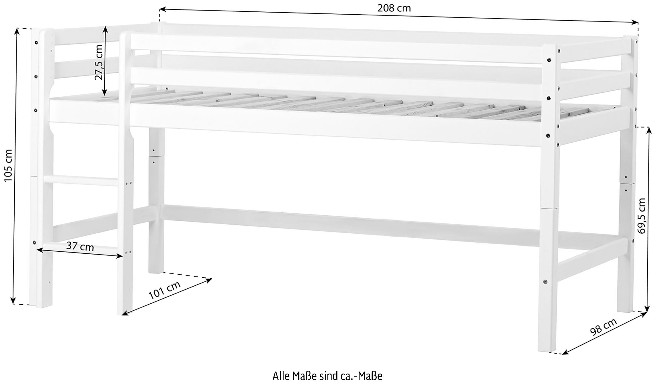 Hoppekids Hochbett »«Winter Wonderland»« Set,  90x200, umbaubar mit Vorhang-Set Winter