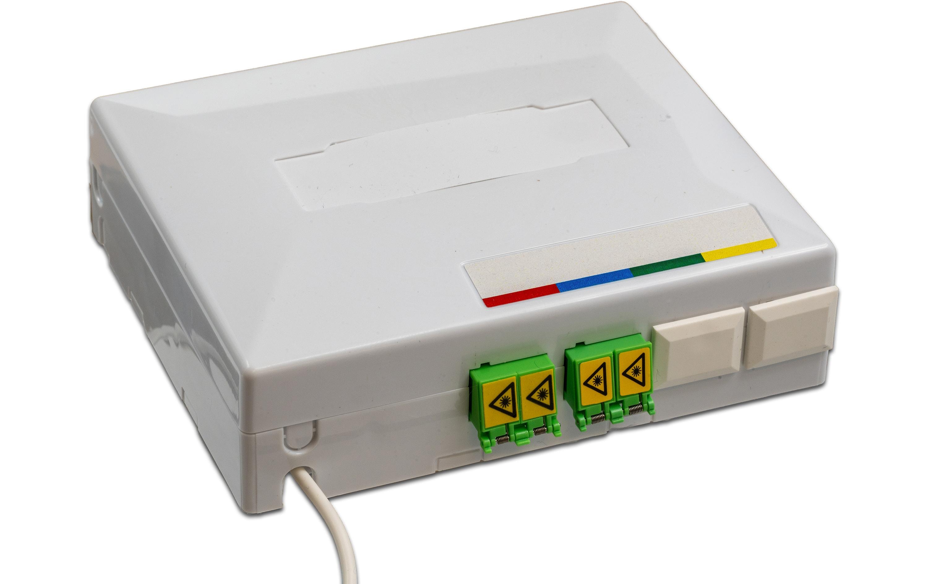 FTTH OTO Box 4x LC/APC Kupplungen, Breakoutkabel 30 mFTTH OTO Box, 4-fasrig, 4x LC/APC Kupplungen, Breakoutkabel 30 m, G.657A2