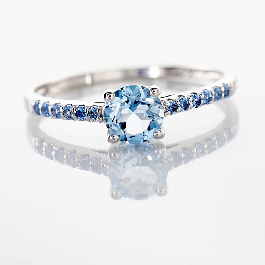Bague Manon Or Blanc Topaze Et Oxyde De Zirconium